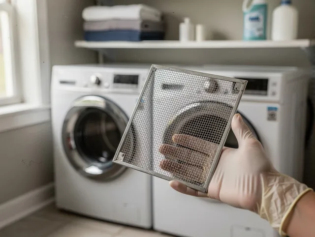 Westchester Dryer Vent Cleaning specialist performing detailed lint trap cleaning service in Westchester