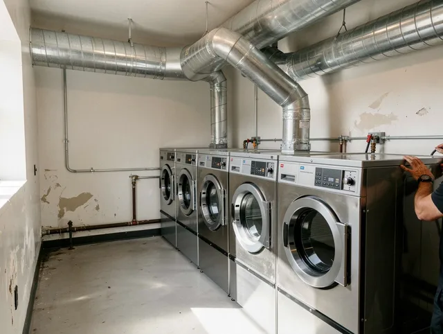 Westchester Dryer Vent Cleaning team performing large-scale commercial dryer vent cleaning in Westchester