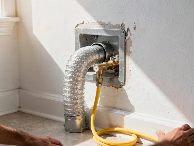 Westchester Dryer Vent Cleaning certified technician performing specialized gas dryer vent cleaning in Westchester